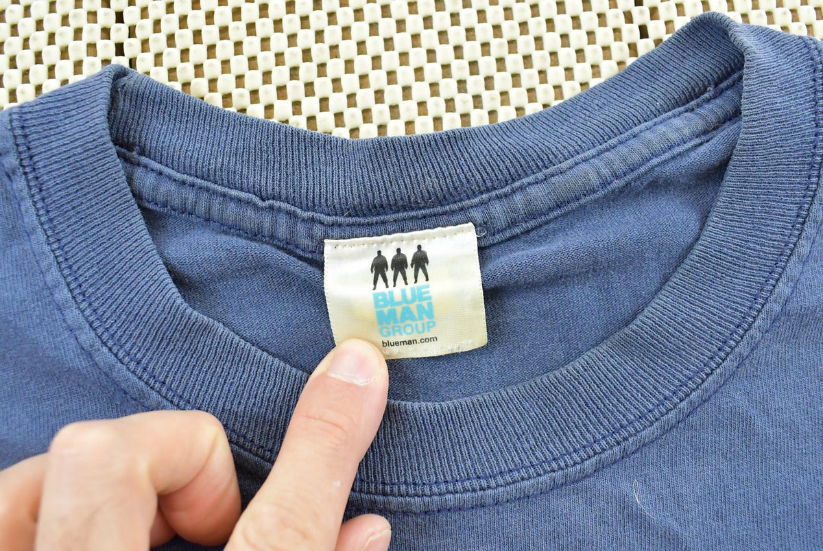 Vintage Y2K Blue Man Group Rock Concert Movements Band T-Shirt Men's L from propervintagecanada