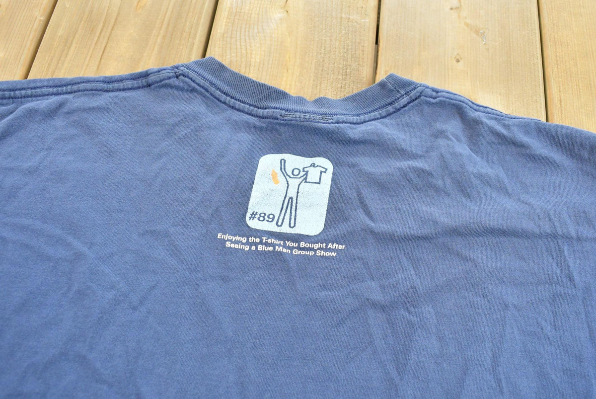 Vintage Y2K Blue Man Group Rock Concert Movements Band T-Shirt Men's L from propervintagecanada