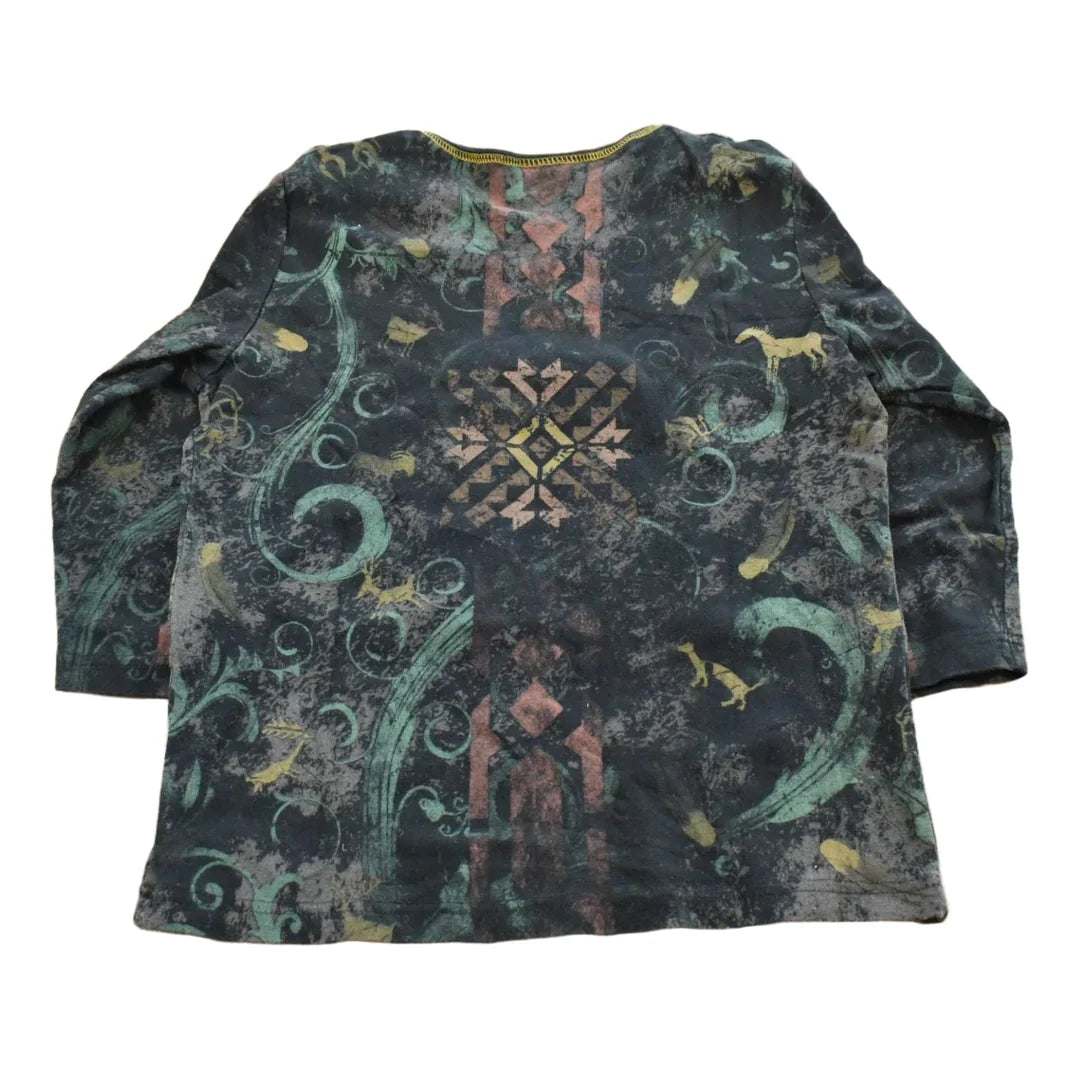 Vintage Y2K Cactus Bay Abstract Print AOP Crewneck Shirt Women's M from propervintagecanada