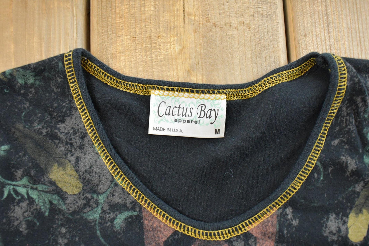 Vintage Y2K Cactus Bay Abstract Print AOP Crewneck Shirt Women's M from propervintagecanada
