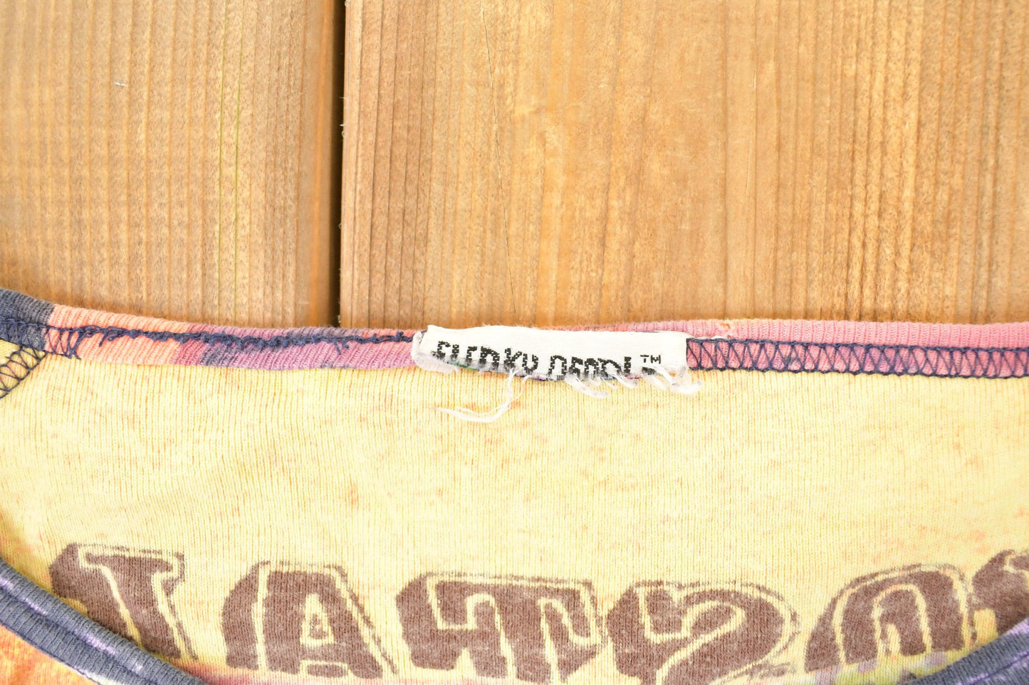 Vintage Y2K Cakes And Cafe Abstract Print AOP Crewneck Shirt Women's Cropped M / 2000's Cafe Destination Sweater from propervintagecanada