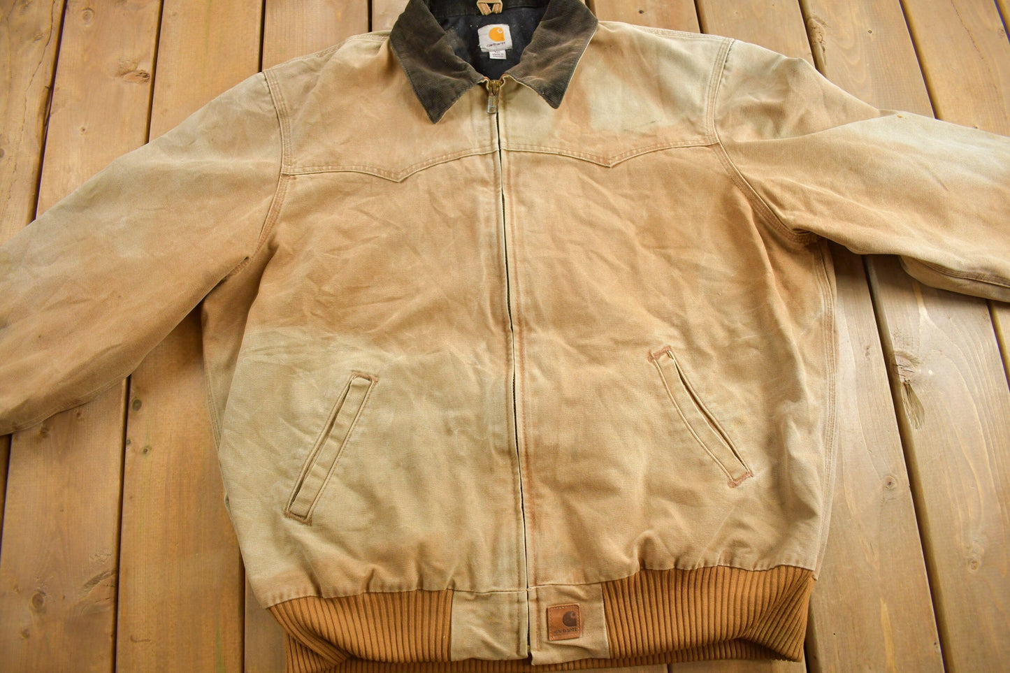 Vintage Y2K Carhartt Beige Santa Fe Work Jacket Men's 2XL from propervintagecanada