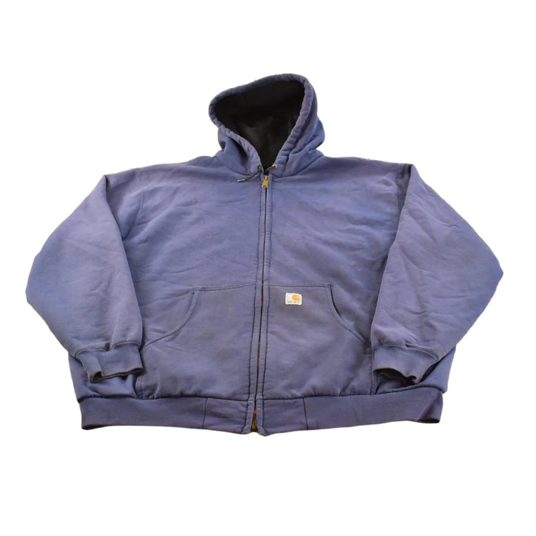 Vintage Y2K Carhartt J149 Faded Full Zip Thermal Lined Hoodie Sweatshirt Men's 2XL / Workwear / Distressed Streetwear / 2000s 00s Outerwear from propervintagecanada