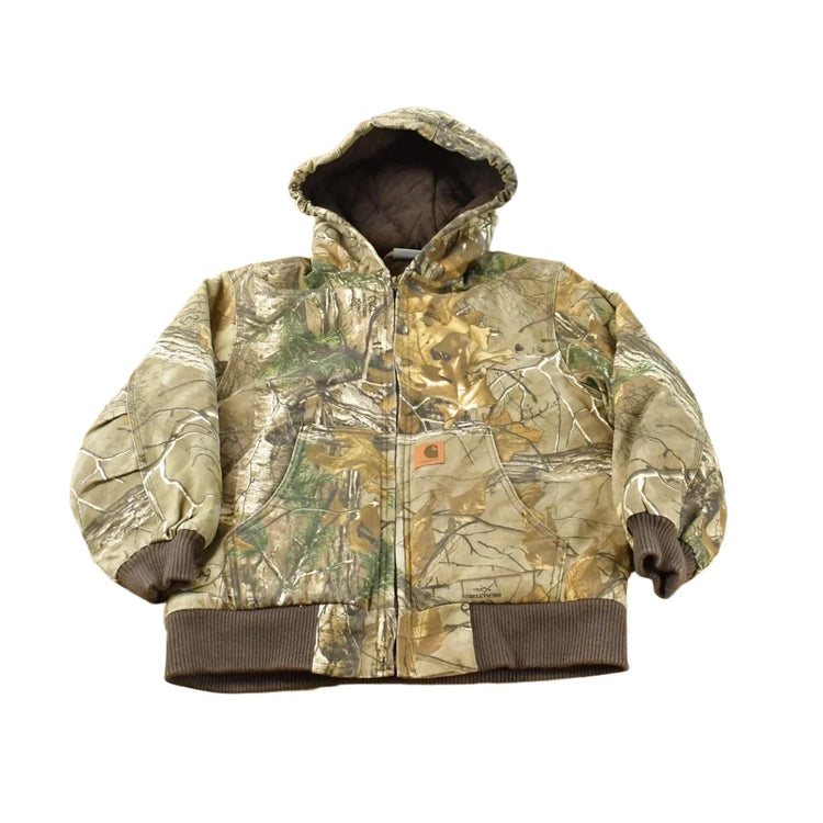 Vintage Y2K Carhartt Realtree Camo Hooded Active Work Jacket Youth Size L / Workwear / 2000s Streetwear / Kids Y2K Streetwear from propervintagecanada