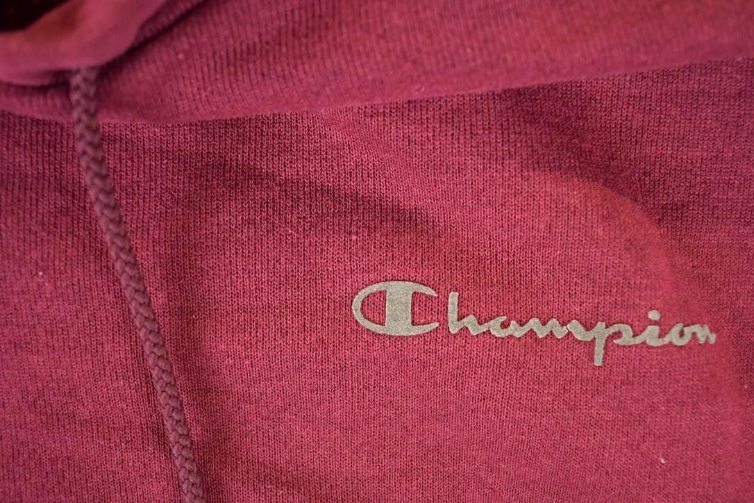 Vintage Y2K Champion Text Logo Hoodie Sweatshirt Men's L from propervintagecanada