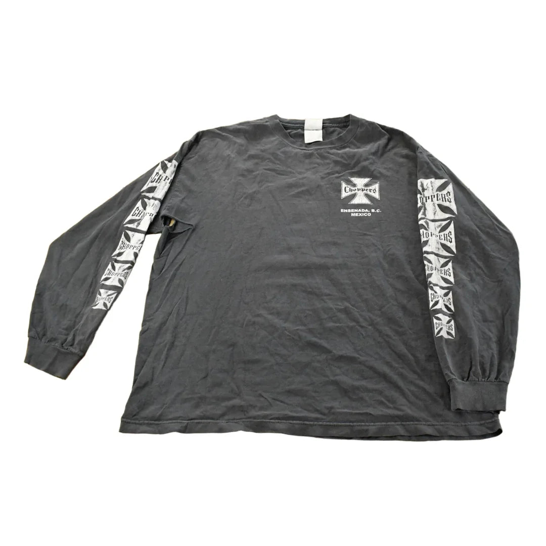 Vintage Y2K Choppers Thrashed Biker Long Sleeve Graphic T-Shirt Men's XL from propervintagecanada