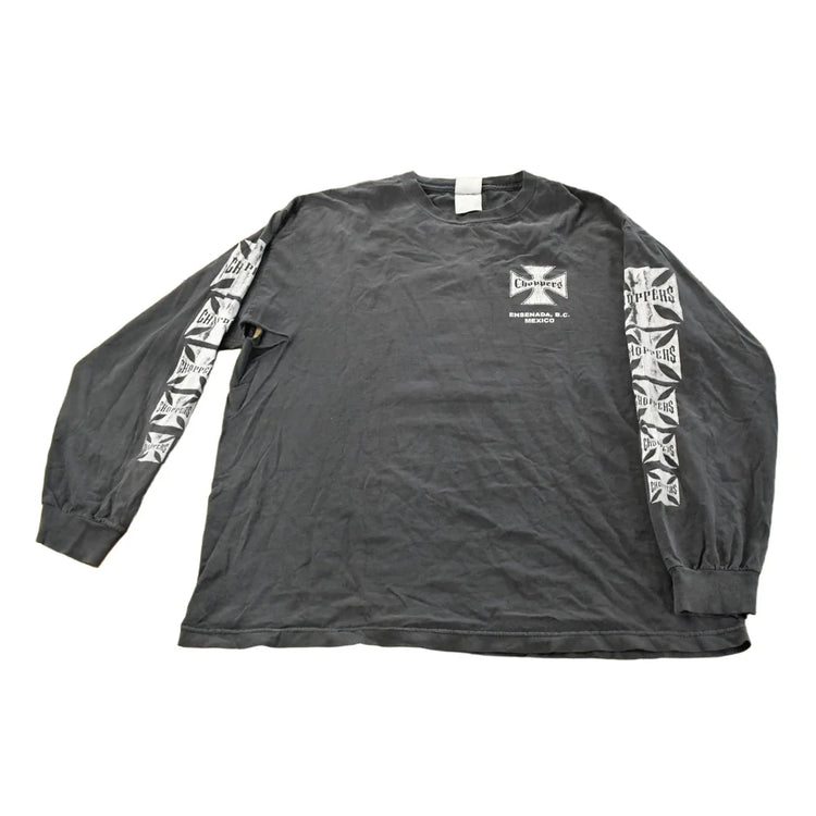 Vintage Y2K Choppers Thrashed Biker Long Sleeve Graphic T-Shirt Men's XL from propervintagecanada