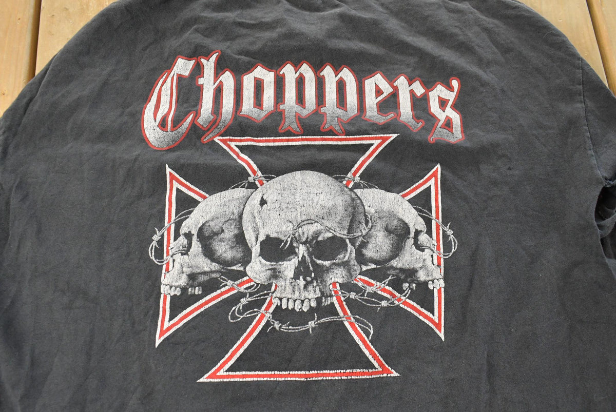 Vintage Y2K Choppers Thrashed Biker Long Sleeve Graphic T-Shirt Men's XL from propervintagecanada