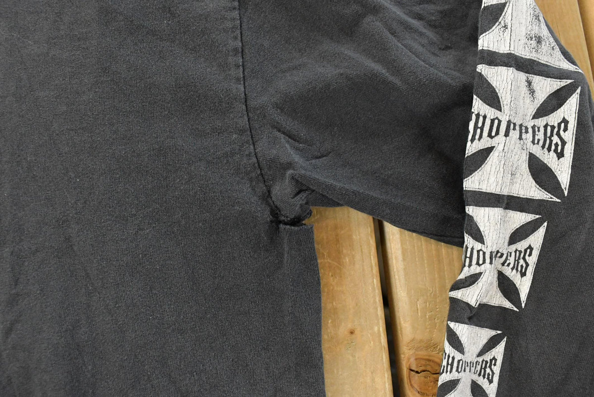 Vintage Y2K Choppers Thrashed Biker Long Sleeve Graphic T-Shirt Men's XL from propervintagecanada