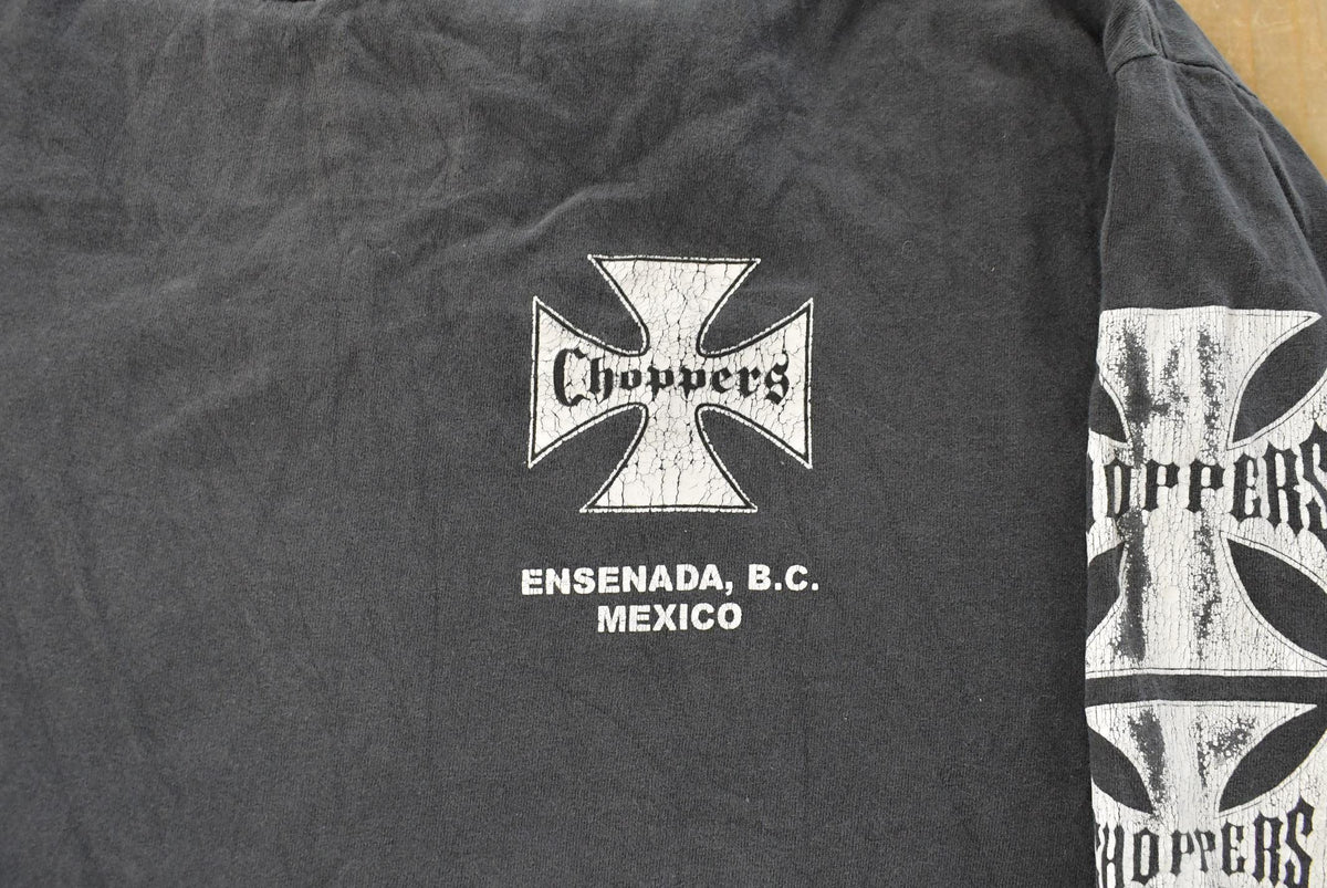 Vintage Y2K Choppers Thrashed Biker Long Sleeve Graphic T-Shirt Men's XL from propervintagecanada