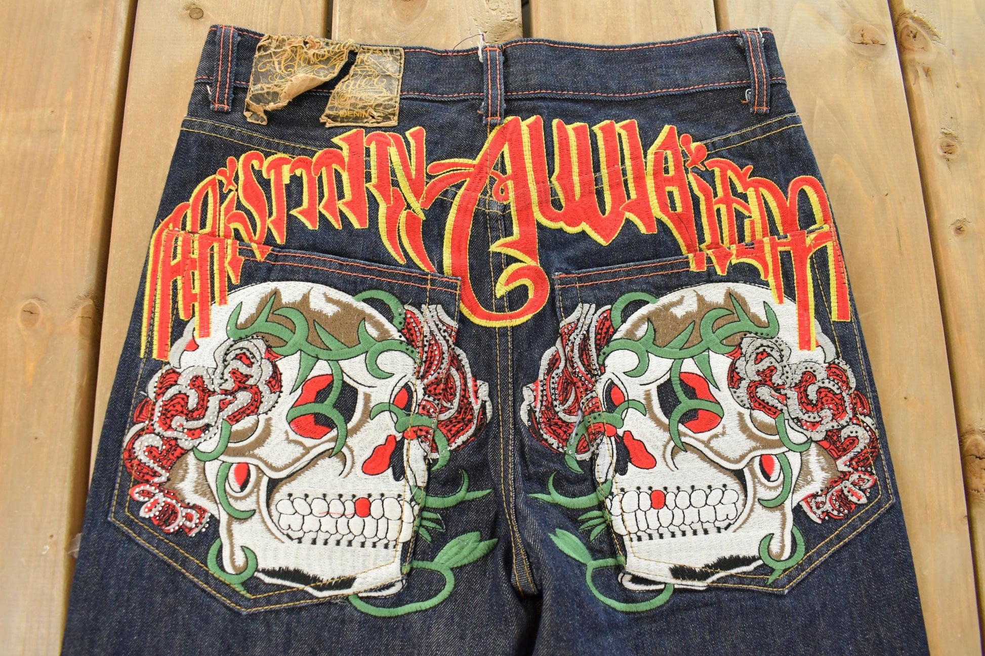 Vintage Y2K Christian Audigier Ed Hardy Denim Jeans Men's 31 x 31 from propervintagecanada