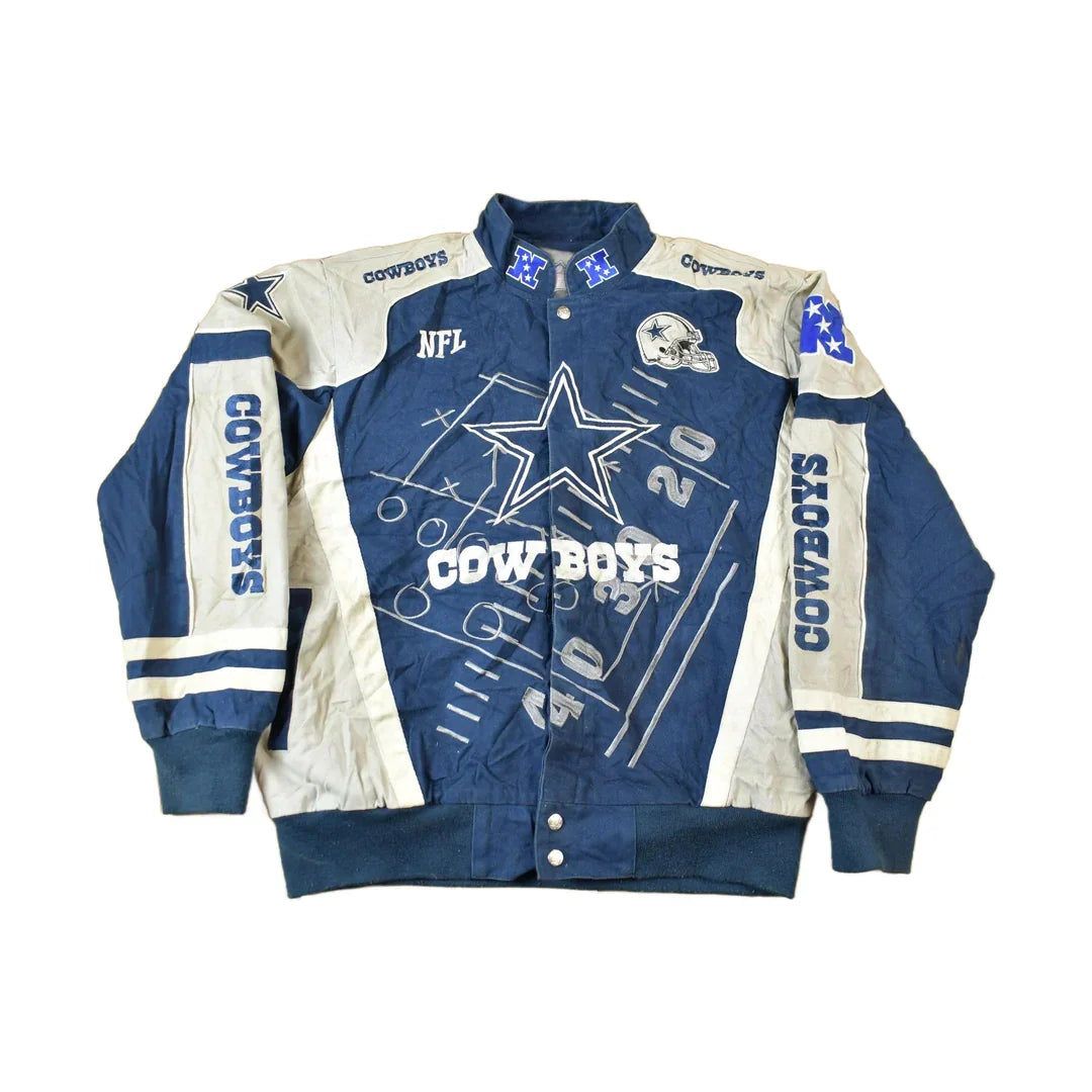 Vintage Y2K Dallas Cowboys NFL Embroidered Bomber Jacket Men's Large from propervintagecanada