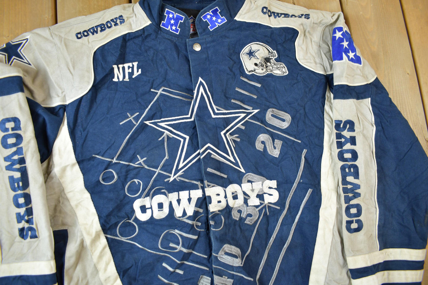 Vintage Y2K Dallas Cowboys NFL Embroidered Bomber Jacket Men's Large from propervintagecanada