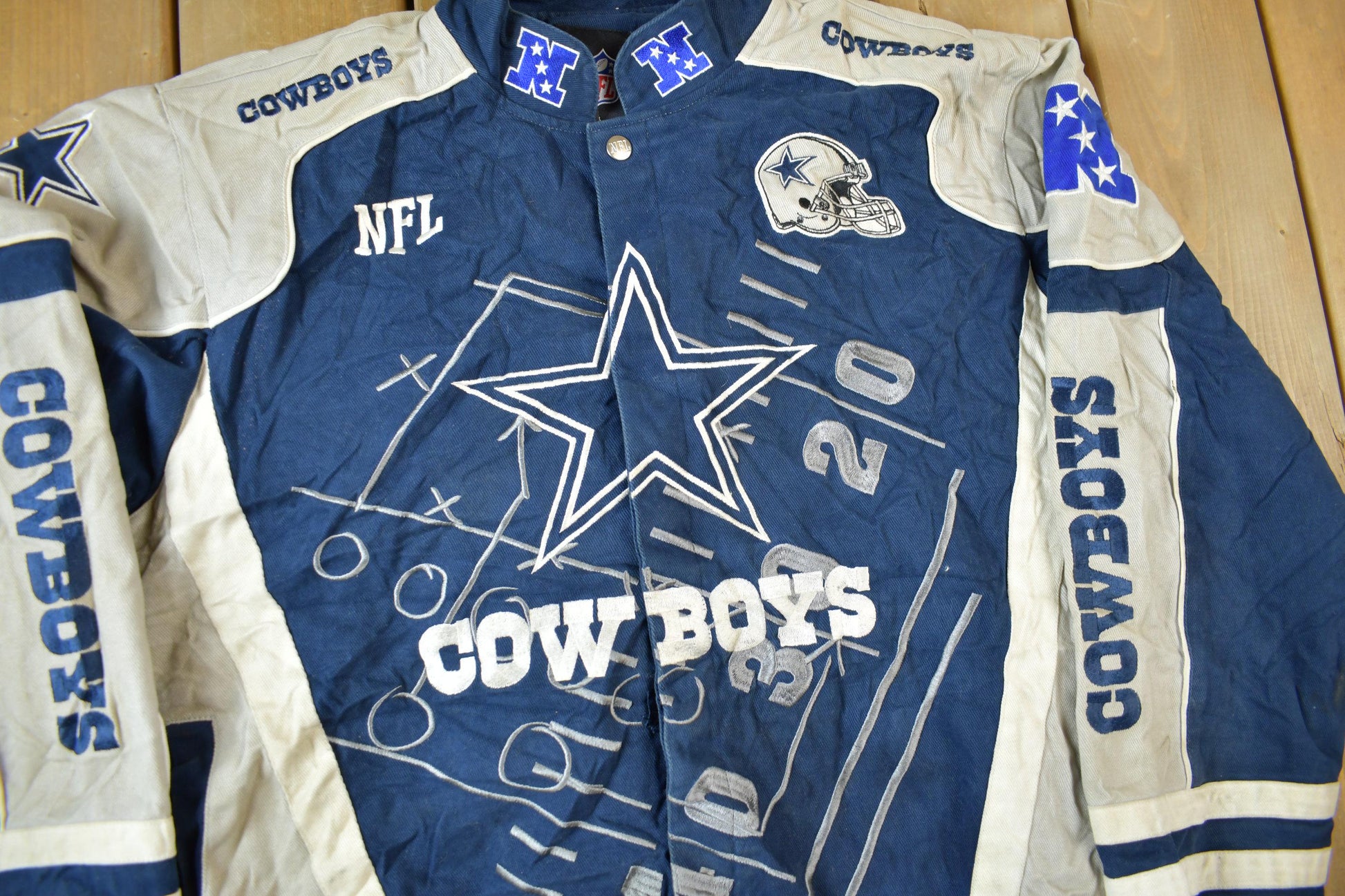 Vintage Y2K Dallas Cowboys NFL Embroidered Bomber Jacket Men's Large from propervintagecanada
