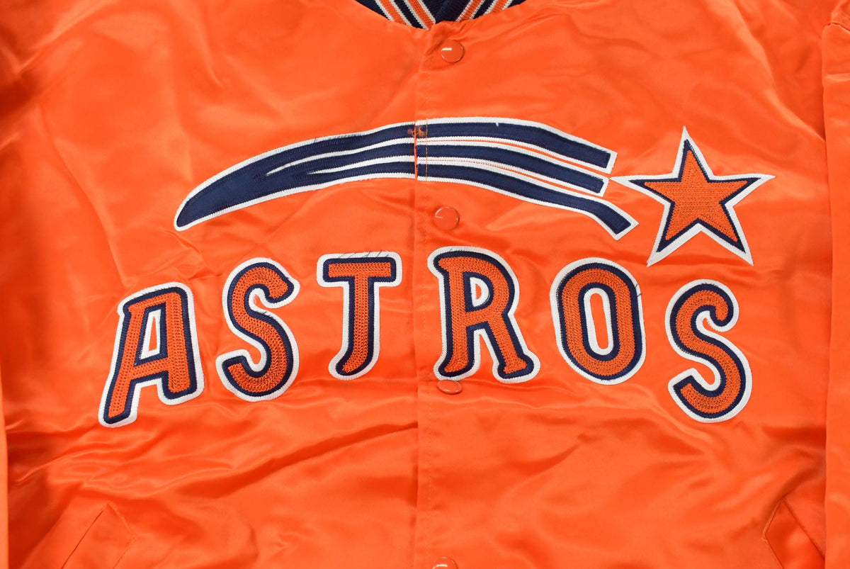 Vintage Y2K Deadstock Houston Astros Cooperstown MLB Baseball Snap On Button Satin Jacket Mens 56 Men's 2XL from propervintagecanada