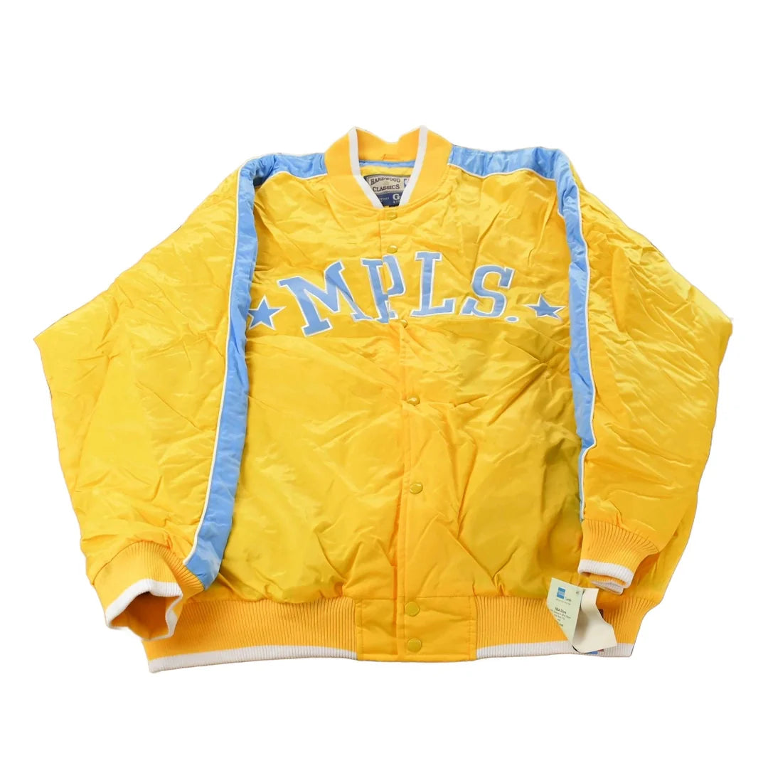 Vintage Y2K DEADSTOCK Minneapolis Lakers NBA Hardwood Classics Basketball Snap On Button Satin Jacket Mens 2XL from propervintagecanada