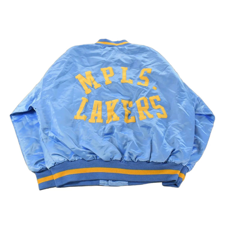 Vintage Y2K DEADSTOCK Minneapolis Lakers NBA Hardwood Classics Basketball Snap On Button Satin Jacket Mens 56 Men's 2XL from propervintagecanada