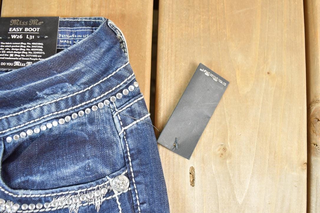 Vintage Y2K Deadstock Miss Me Bedazzled Low Rise Jeans Size 26x31 / Boot Cut Jeans / Y2K Style / Embroidered Jeans / 2000s / Contrast from propervintagecanada