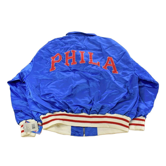 Vintage Y2K DEADSTOCK Philadelphia 76ers NBA Hardwood Classics Basketball Snap On Button Satin Jacket Mens 52 from propervintagecanada