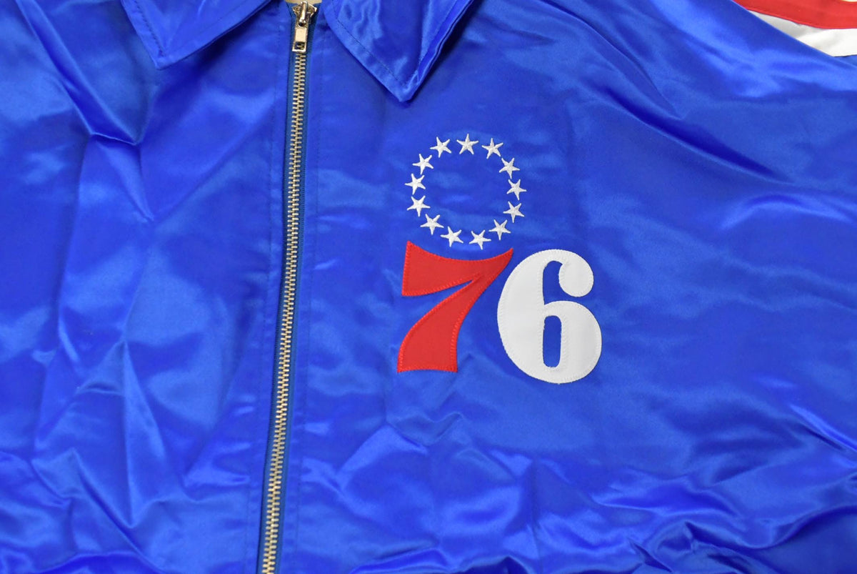 Vintage Y2K DEADSTOCK Philadelphia 76ers NBA Hardwood Classics Basketball Snap On Button Satin Jacket Mens 56 Men's 2XL from propervintagecanada