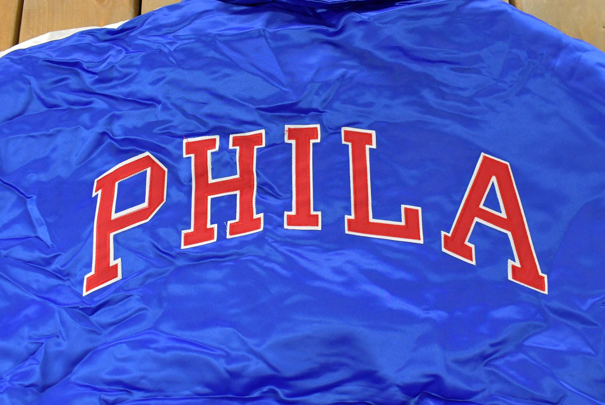 Vintage Y2K DEADSTOCK Philadelphia 76ers NBA Hardwood Classics Basketball Snap On Button Satin Jacket Mens 60 Men's 3XL from propervintagecanada