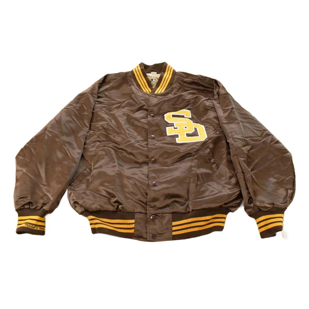 Vintage Y2K Deadstock San Diego Padres Cooperstown MLB Baseball Snap On Button Satin Jacket Mens 52 from propervintagecanada