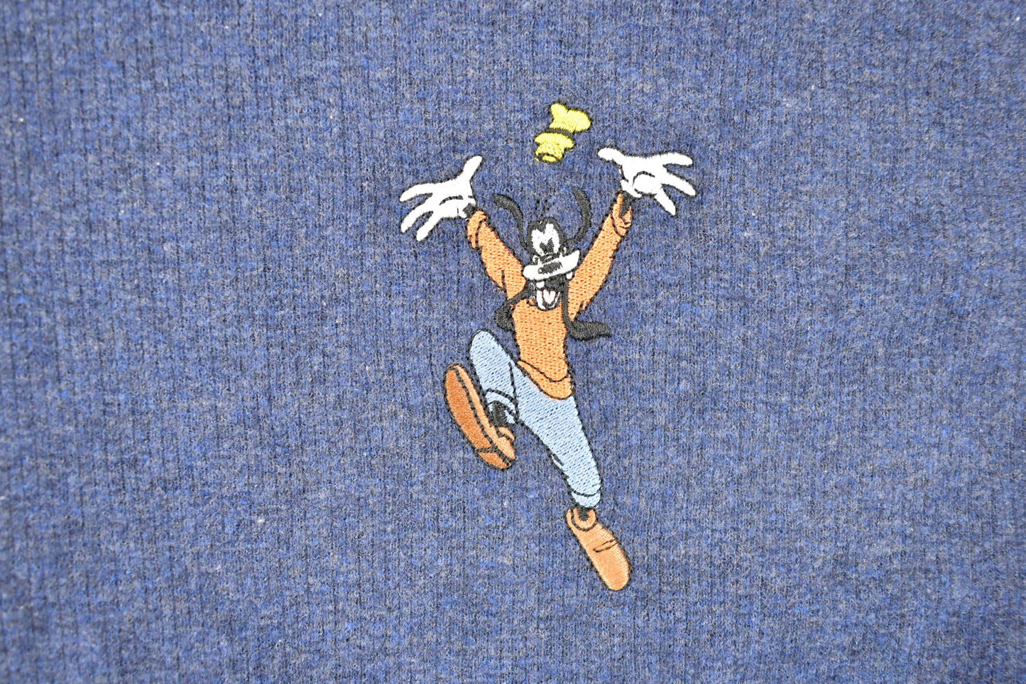 Vintage Y2K Disney Embroidered Goofy Quarter Button Thermal Crewneck Sweater Men's XXL / Vintage Mickey Mouse Sweatshirt / Cartoon Sweater from propervintagecanada