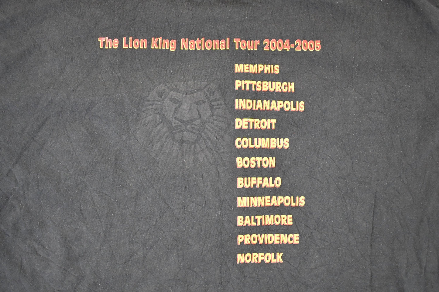 Vintage Y2K Disney The Lion King Broadway Tour Souvenir Travel T-Shirt Men's XL from propervintagecanada