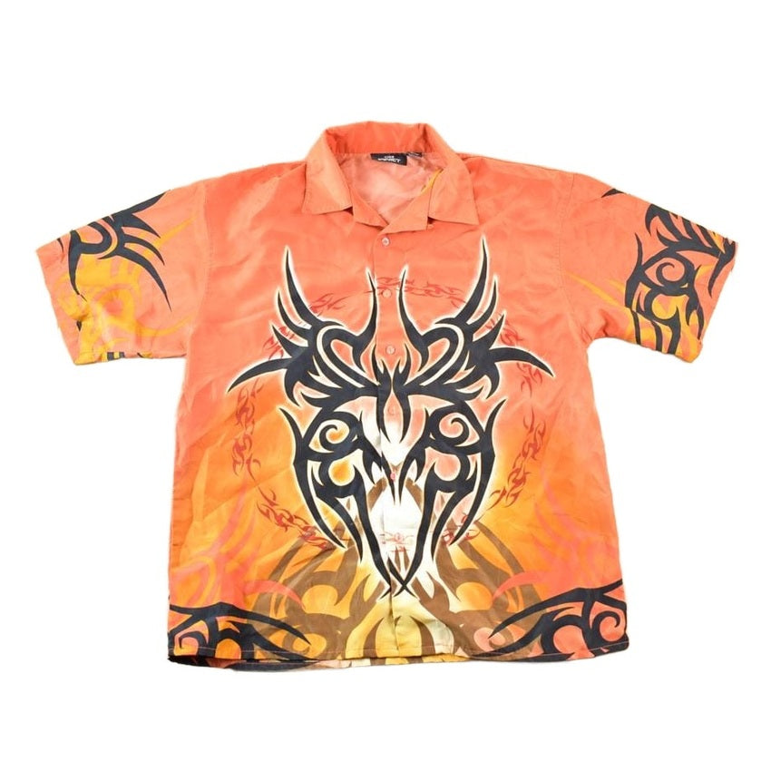 Vintage Y2K Dragon City Graphic Button Up Shirt Mens M from propervintagecanada