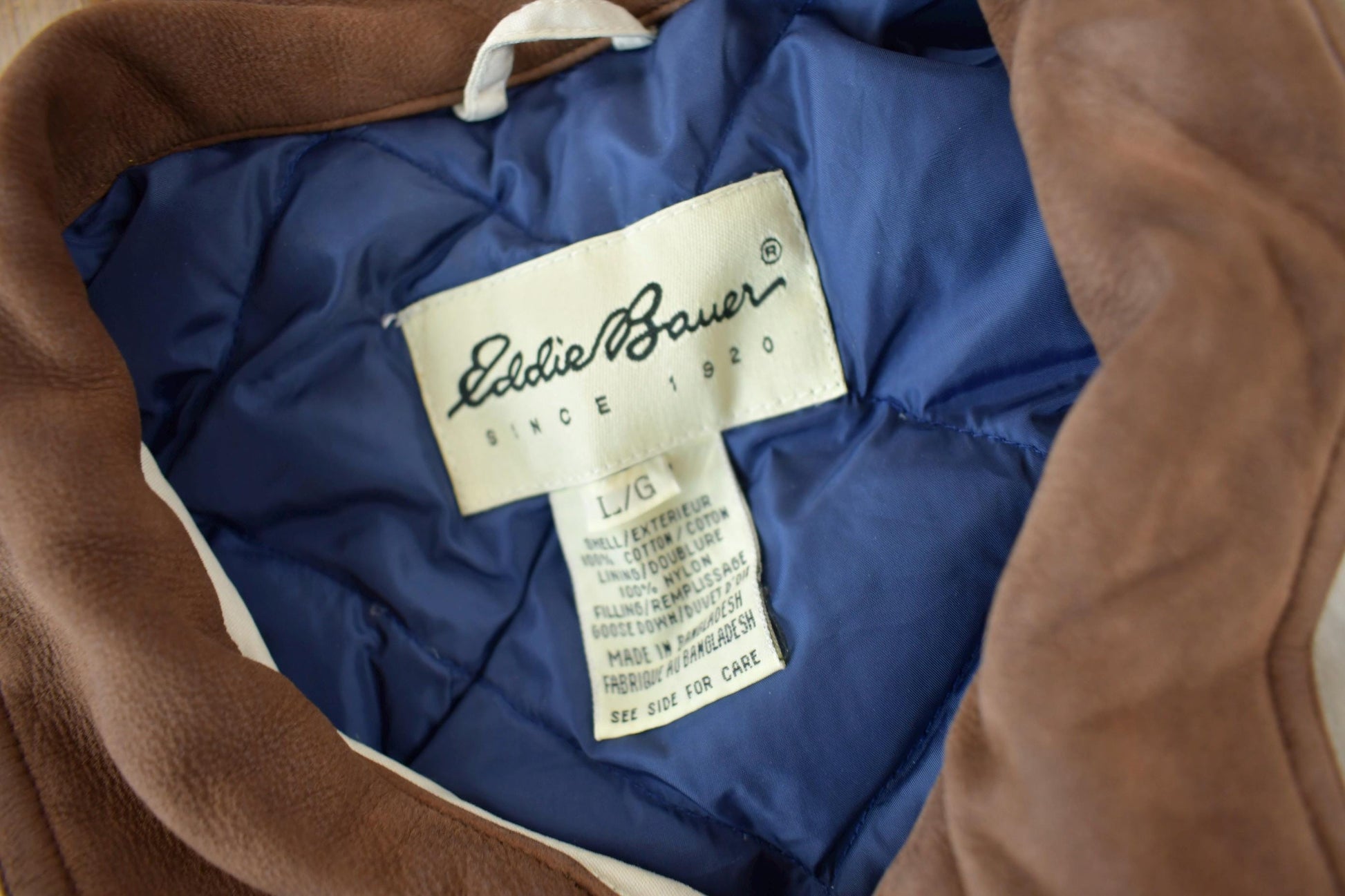 Vintage Y2K Eddier Bauer Goose Down Quilt Lined Jacket Large from propervintagecanada