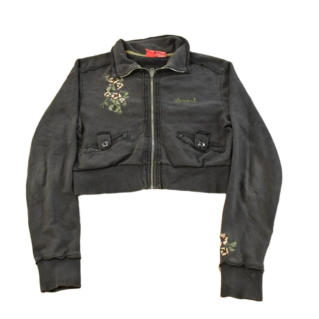 Vintage Y2K Element Embroidered Full Zip Sweatshirt Women's S Cropped from propervintagecanada