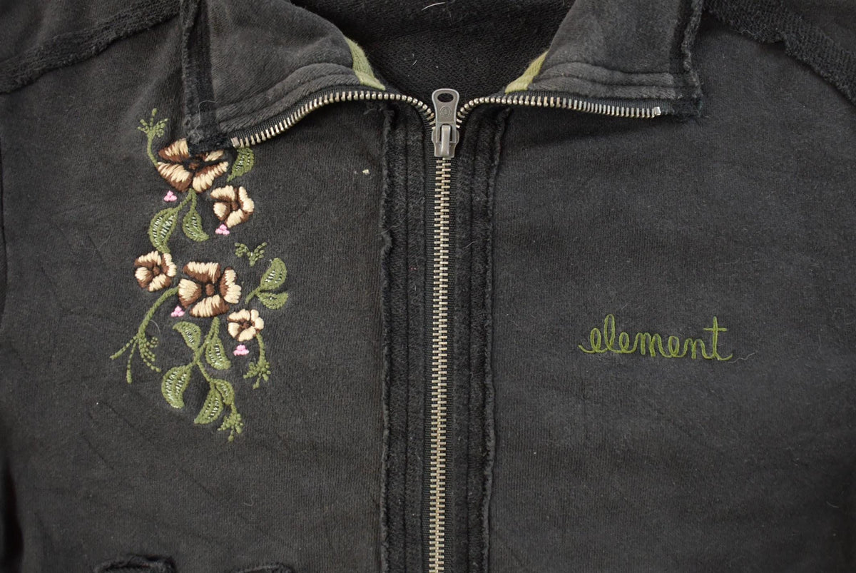 Vintage Y2K Element Embroidered Full Zip Sweatshirt Women's S Cropped from propervintagecanada