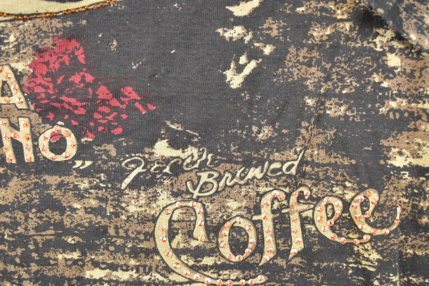 Vintage Y2K Espresso Coffee AOP Crewneck Shirt Women's XXL / 2000's Cafe Destination Sweater from propervintagecanada