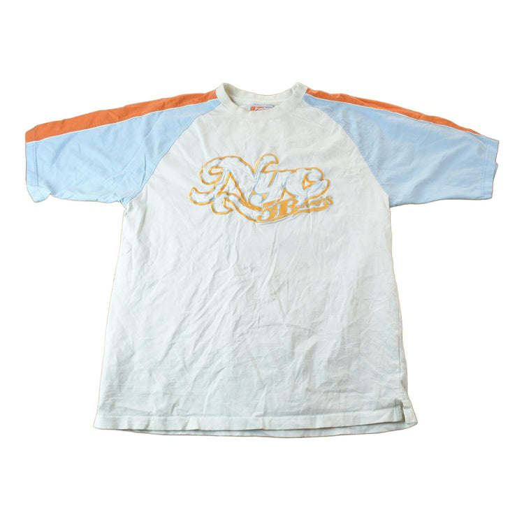 Vintage Y2K Exco Jeans NYC 5 Boroughs Color Block T-Shirt Men's Medium from propervintagecanada