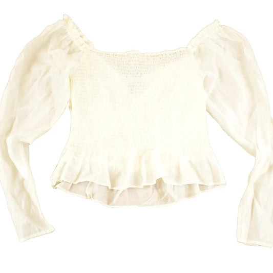 Vintage Y2K Fancy Lace Dress Shirt Women's L from propervintagecanada