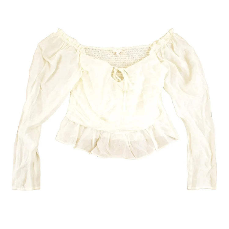 Vintage Y2K Fancy Lace Dress Shirt Women's L from propervintagecanada