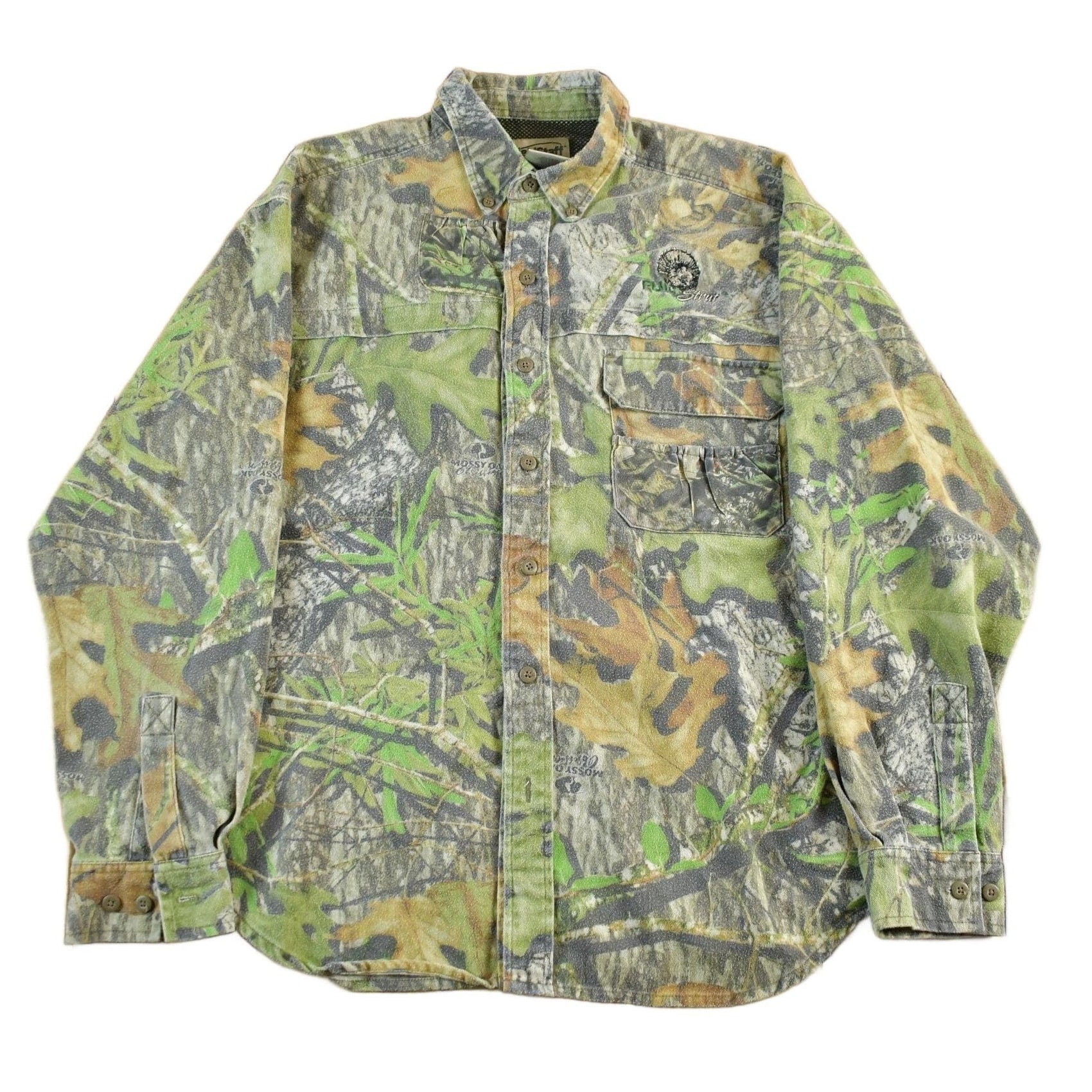 Vintage Y2K Field Staff Mossy Oak Camouflage Button Up Shirt Men's Large