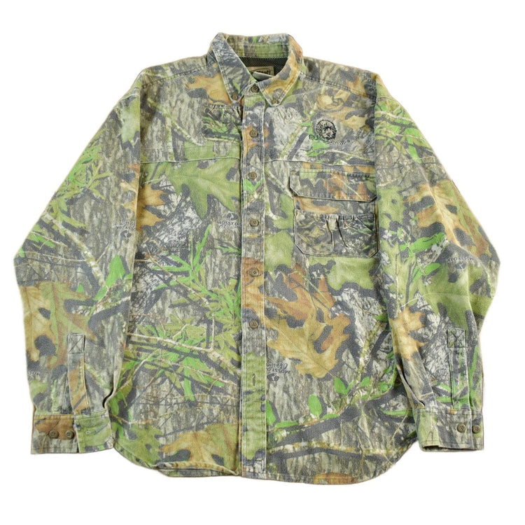 Vintage Y2K Field Staff Mossy Oak Camouflage Button Up Shirt Men's Large from propervintagecanada