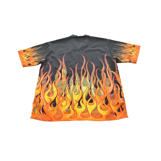 Vintage Y2K Flames Guy Fieri Flames AOP Rock Button Up Shirt Men's L from propervintagecanada