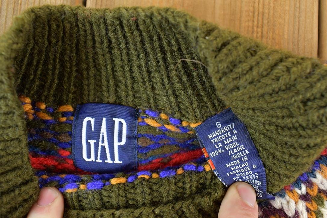 Vintage Y2K Gap Fall Theme AOP Knit Crewneck Sweater Women's S from propervintagecanada