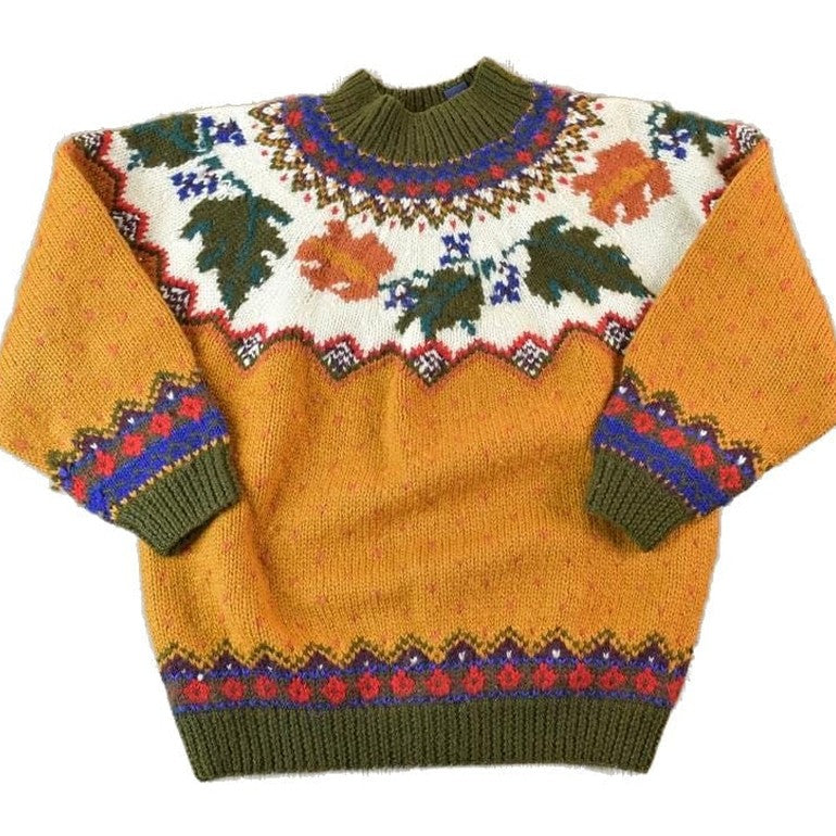 Vintage Y2K Gap Fall Theme AOP Knit Crewneck Sweater Women's S from propervintagecanada