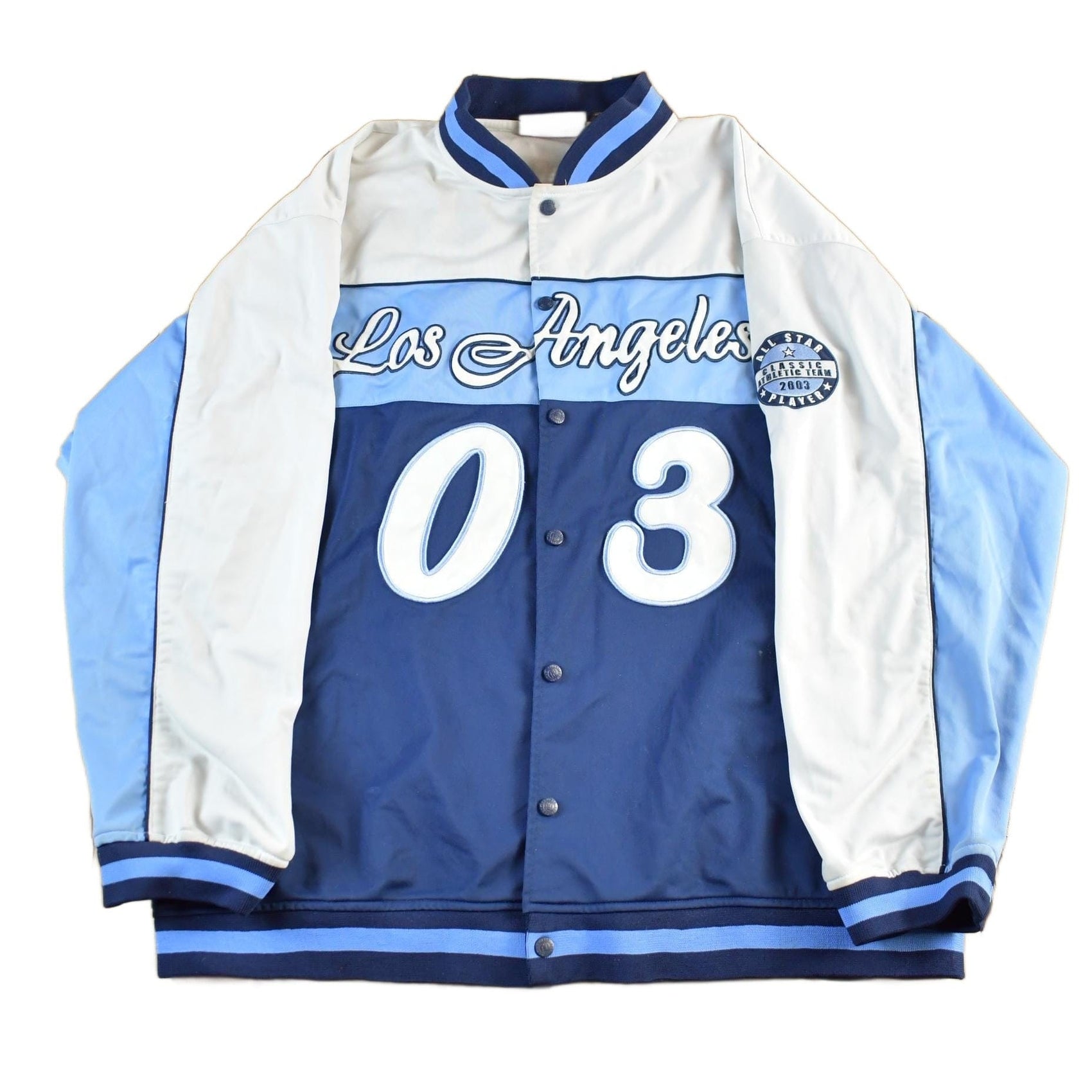 Vintage Y2K Gido Los Angeles Snap Button Track Bomber Jacket Men's 2XL from propervintagecanada