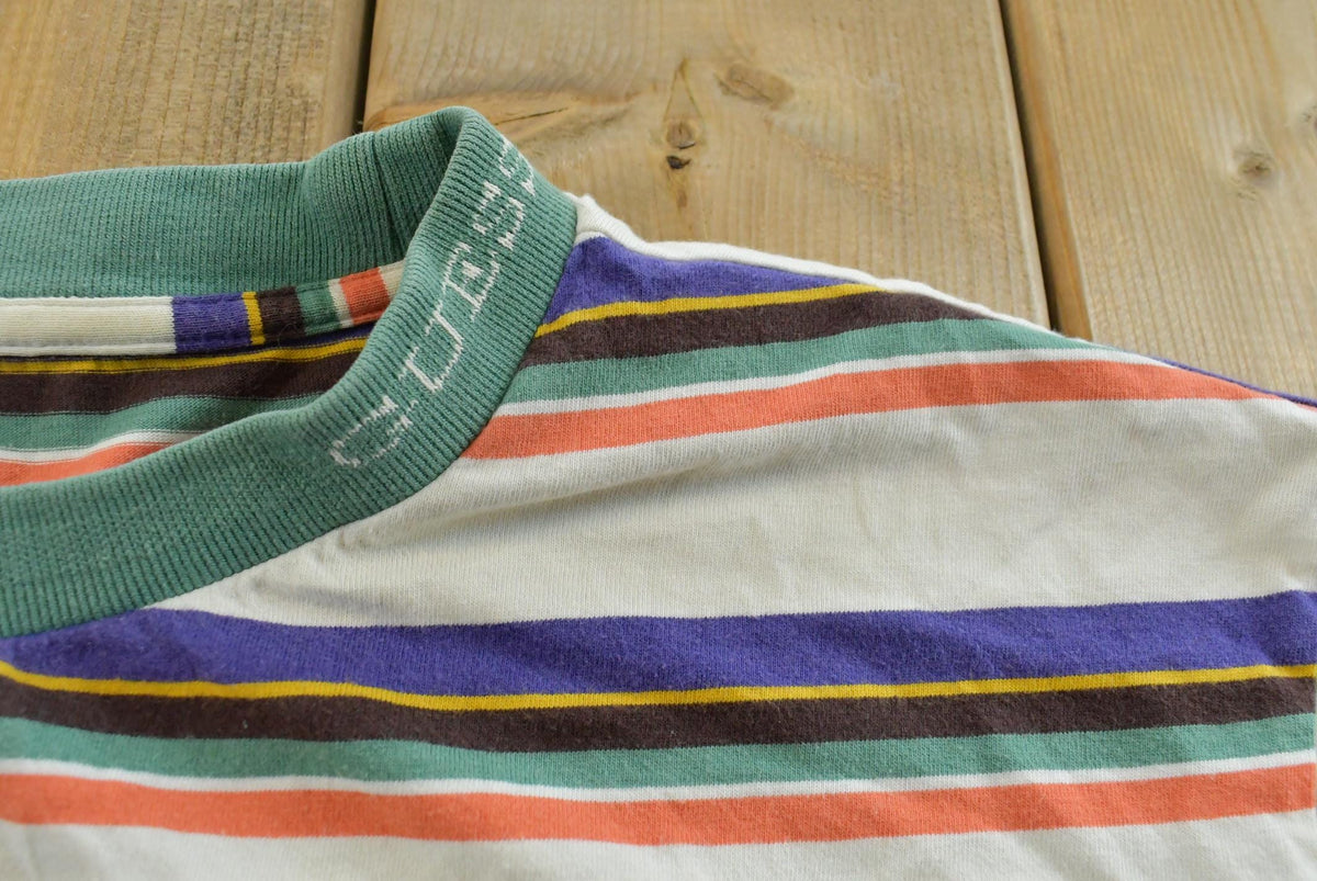 Vintage Y2K Guess Striped T-Shirt Womens 2XL from propervintagecanada
