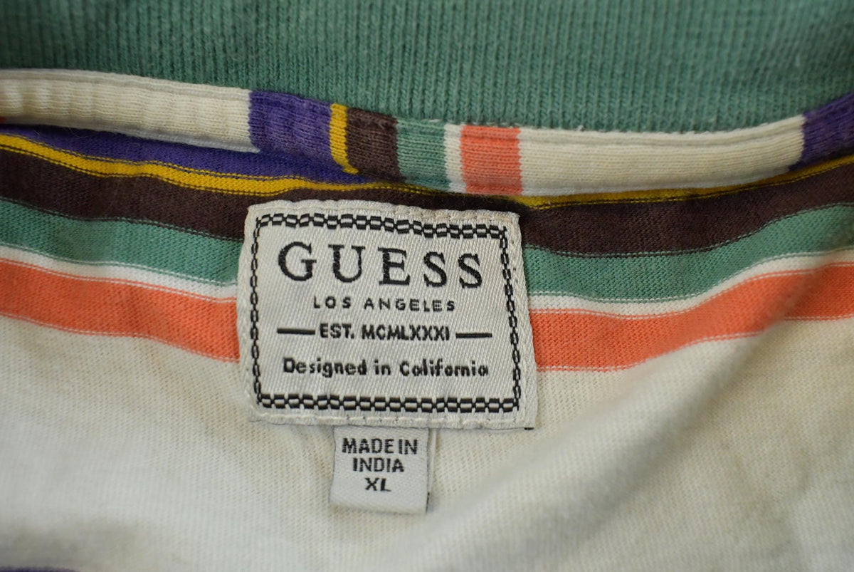 Vintage Y2K Guess Striped T-Shirt Womens 2XL from propervintagecanada