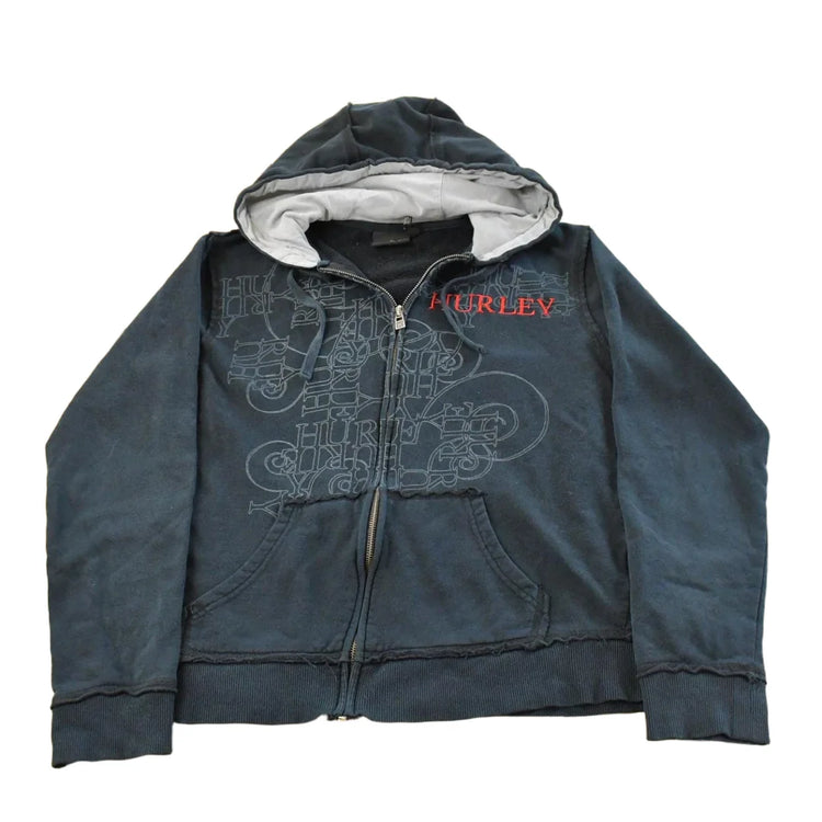 Vintage Y2K Hurley Embroidered Full Zip Hoodie Sweatshirt Men's S from propervintagecanada