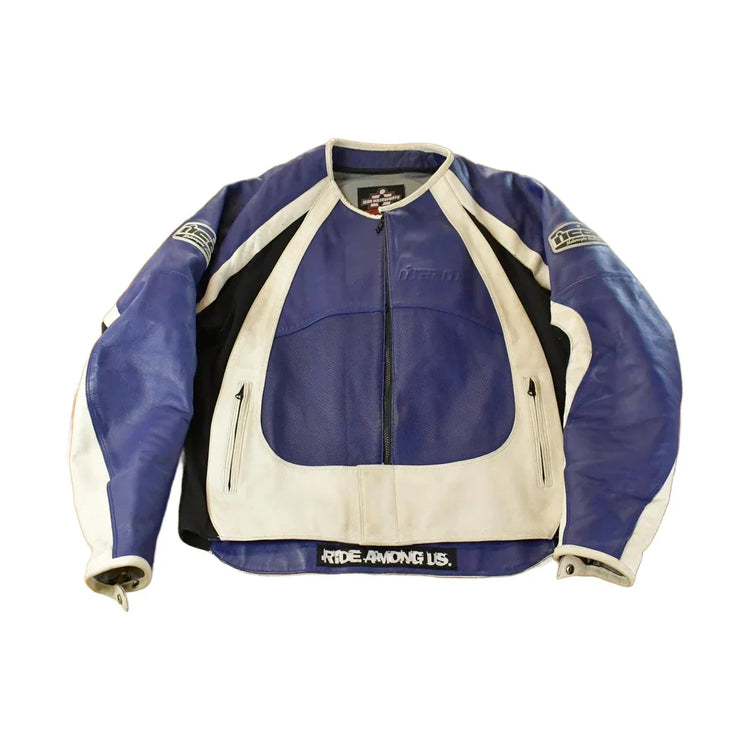 Vintage Y2K Icon Motorsports Racing Leather Merc Jacket Men's XL from propervintagecanada