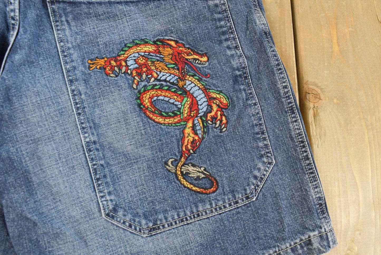Vintage Y2K JNCO Dragon Denim Jean Shorts Men's 35 from propervintagecanada