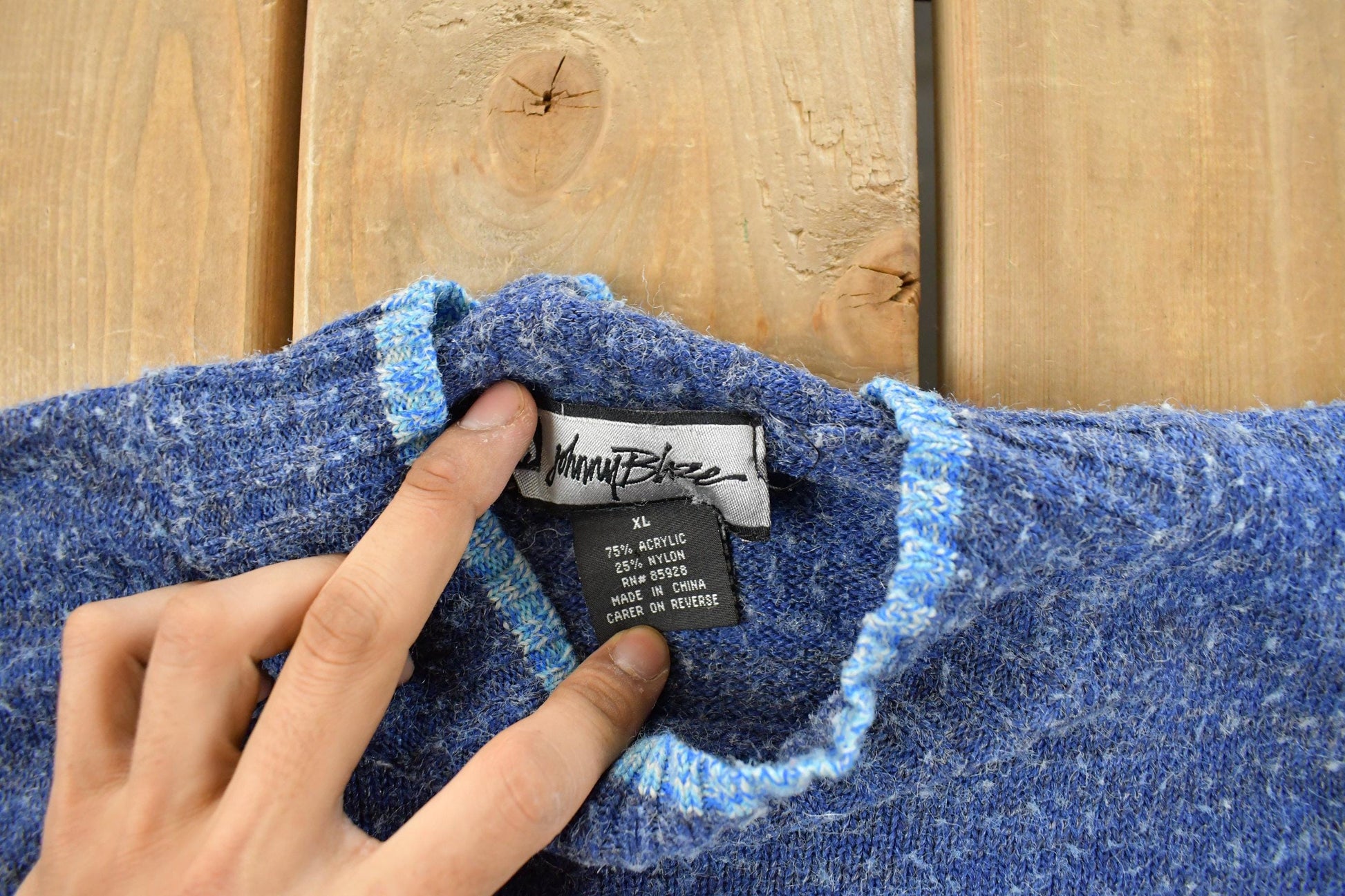 Vintage Y2K Johnny Blaze Mock Neck Knit Sweater Men's XL from propervintagecanada