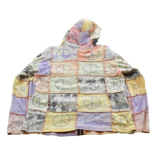 Vintage Y2K KPC Peace Colour Block Full Zip Graphic Hoodie Women's L from propervintagecanada