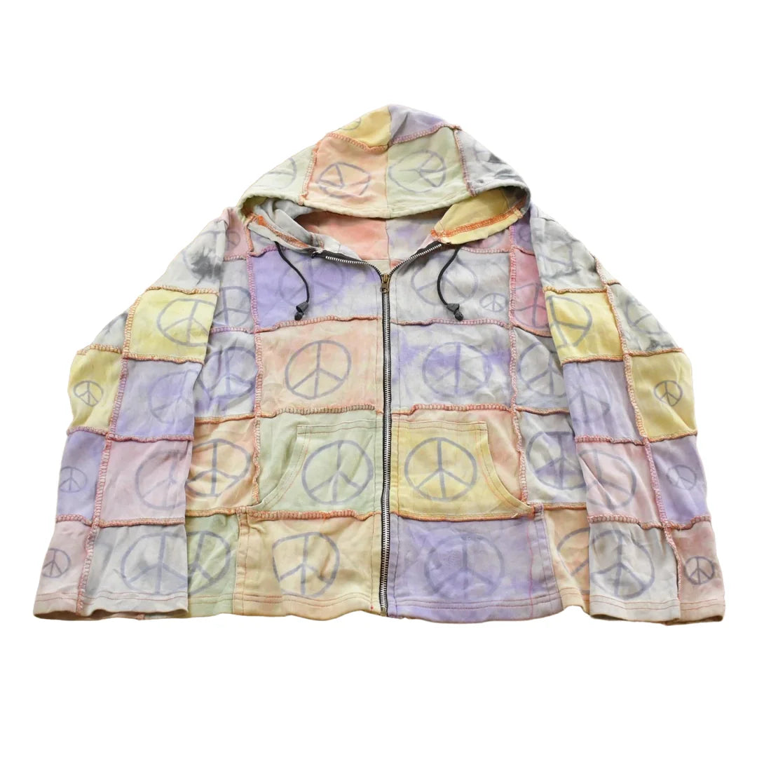 Vintage Y2K KPC Peace Colour Block Full Zip Graphic Hoodie Women's L from propervintagecanada